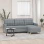 Preview: ARDEBO.de - 3-Sitzer-Sofa mit Hocker Hellgrau 180 cm Stoff