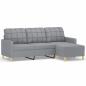 Preview: 3-Sitzer-Sofa mit Hocker Hellgrau 180 cm Stoff