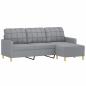 Preview: 3-Sitzer-Sofa mit Hocker Hellgrau 180 cm Stoff