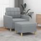 Preview: ARDEBO.de - Sessel mit Hocker Hellgrau 60 cm Stoff