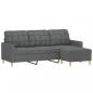 Preview: 3-Sitzer-Sofa mit Hocker Dunkelgrau 180 cm Stoff