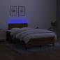 Preview: Boxspringbett mit Matratze & LED Dunkelbraun 120x200 cm Stoff