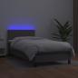 Preview: Boxspringbett mit Matratze & LED Grau 100x200 cm Kunstleder