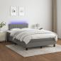 Preview: ARDEBO.de - Boxspringbett mit Matratze & LED Dunkelgrau 120x200 cm Stoff