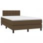 Preview: Boxspringbett mit Matratze & LED Dunkelbraun 120x200 cm Stoff