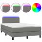 Preview: Boxspringbett mit Matratze & LED Dunkelgrau 120x200 cm Stoff