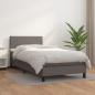 Preview: ARDEBO.de - Boxspringbett mit Matratze Grau 100x200 cm Kunstleder