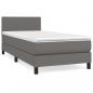 Preview: Boxspringbett mit Matratze Grau 100x200 cm Kunstleder