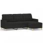 Preview: 3-Sitzer-Sofa mit Hocker Schwarz 180 cm Stoff