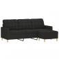 Preview: 3-Sitzer-Sofa mit Hocker Schwarz 180 cm Stoff