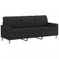 Preview: 3-Sitzer-Sofa mit Hocker Schwarz 180 cm Stoff