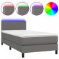 Preview: Boxspringbett mit Matratze & LED Grau 100x200 cm Kunstleder