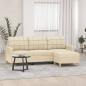 Preview: ARDEBO.de - 3-Sitzer-Sofa mit Hocker Creme 180 cm Stoff