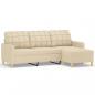 Preview: 3-Sitzer-Sofa mit Hocker Creme 180 cm Stoff