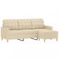 Preview: 3-Sitzer-Sofa mit Hocker Creme 180 cm Stoff