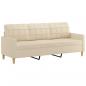 Preview: 3-Sitzer-Sofa mit Hocker Creme 180 cm Stoff