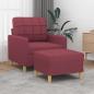 Preview: ARDEBO.de - Sessel mit Hocker Weinrot 60 cm Stoff