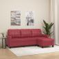 Preview: ARDEBO.de - 3-Sitzer-Sofa mit Hocker Weinrot 180 cm Kunstleder