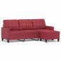 Preview: 3-Sitzer-Sofa mit Hocker Weinrot 180 cm Kunstleder