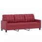 Preview: 3-Sitzer-Sofa mit Hocker Weinrot 180 cm Kunstleder