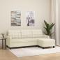 Preview: ARDEBO.de - 3-Sitzer-Sofa mit Hocker Creme 180 cm Kunstleder