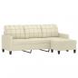 Preview: 3-Sitzer-Sofa mit Hocker Creme 180 cm Kunstleder