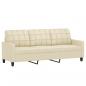 Preview: 3-Sitzer-Sofa mit Hocker Creme 180 cm Kunstleder