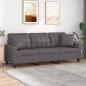 Preview: ARDEBO.de - 3-Sitzer-Sofa mit Zierkissen Grau 180 cm Kunstleder