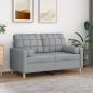 Preview: ARDEBO.de - 2-Sitzer-Sofa mit Zierkissen Hellgrau 120 cm Stoff