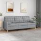 Preview: ARDEBO.de - 3-Sitzer-Sofa mit Zierkissen Hellgrau 180 cm Stoff