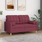 Preview: ARDEBO.de - 2-Sitzer-Sofa mit Zierkissen Weinrot 120 cm Stoff