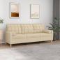 Preview: ARDEBO.de - 3-Sitzer-Sofa mit Zierkissen Creme 180 cm Stoff