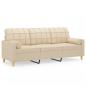 Preview: 3-Sitzer-Sofa mit Zierkissen Creme 180 cm Stoff