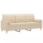 Preview: 3-Sitzer-Sofa mit Zierkissen Creme 180 cm Stoff