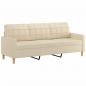 Preview: 3-Sitzer-Sofa mit Zierkissen Creme 180 cm Stoff