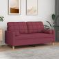 Preview: ARDEBO.de - 2-Sitzer-Sofa mit Zierkissen Weinrot 140 cm Stoff