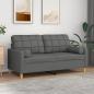 Preview: ARDEBO.de - 2-Sitzer-Sofa mit Zierkissen Dunkelgrau 140 cm Stoff