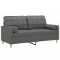 Preview: 2-Sitzer-Sofa mit Zierkissen Dunkelgrau 140 cm Stoff