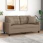 Preview: ARDEBO.de - 2-Sitzer-Sofa mit Zierkissen Cappuccino-Braun 140 cm Kunstleder