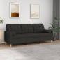 Preview: ARDEBO.de - 3-Sitzer-Sofa mit Zierkissen Schwarz 180 cm Stoff