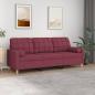 Preview: ARDEBO.de - 3-Sitzer-Sofa mit Zierkissen Weinrot 180 cm Stoff