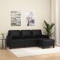 Preview: ARDEBO.de - 3-Sitzer-Sofa mit Hocker Schwarz 180 cm Kunstleder