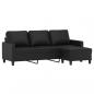 Preview: 3-Sitzer-Sofa mit Hocker Schwarz 180 cm Kunstleder