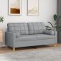 Preview: ARDEBO.de - 2-Sitzer-Sofa mit Zierkissen Hellgrau 140 cm Stoff