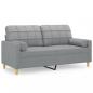 Preview: 2-Sitzer-Sofa mit Zierkissen Hellgrau 140 cm Stoff