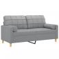 Preview: 2-Sitzer-Sofa mit Zierkissen Hellgrau 140 cm Stoff