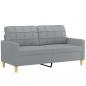 Preview: 2-Sitzer-Sofa mit Zierkissen Hellgrau 140 cm Stoff