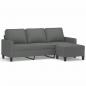 Preview: 3-Sitzer-Sofa mit Hocker Dunkelgrau 180 cm Stoff