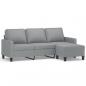 Preview: 3-Sitzer-Sofa mit Hocker Hellgrau 180 cm Stoff