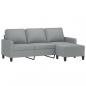 Preview: 3-Sitzer-Sofa mit Hocker Hellgrau 180 cm Stoff